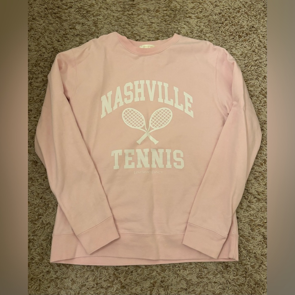 LoveShackFancy Pink Nashville Tennis Sweatshirt